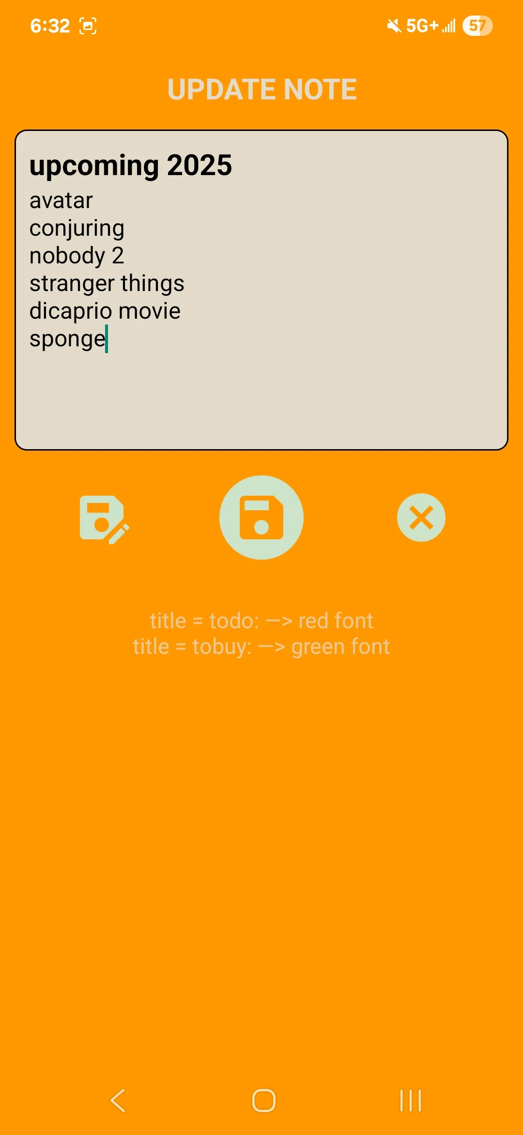 Notes screenshot