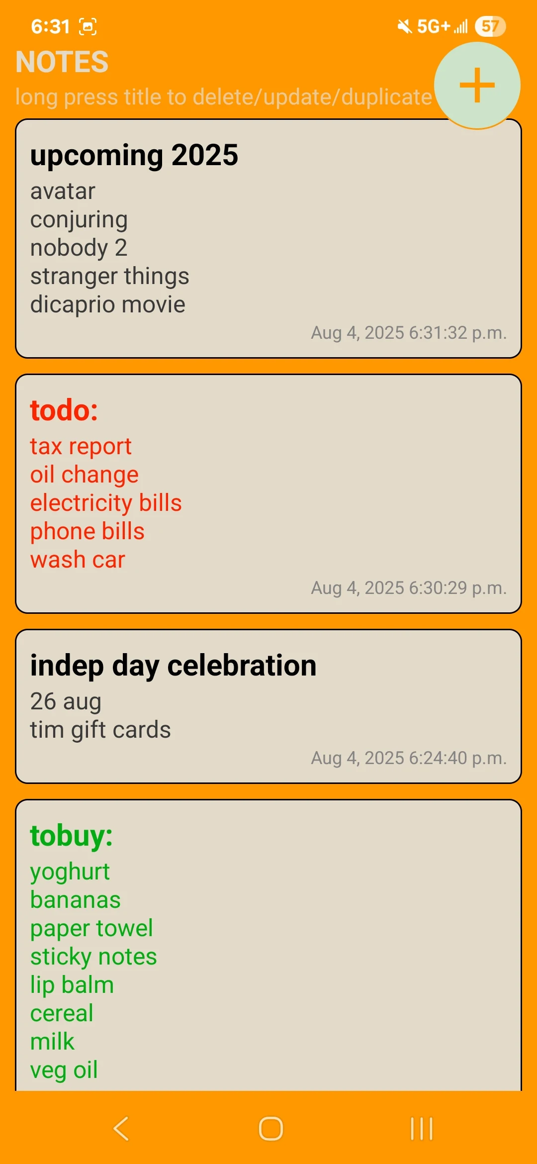 Notes screenshot