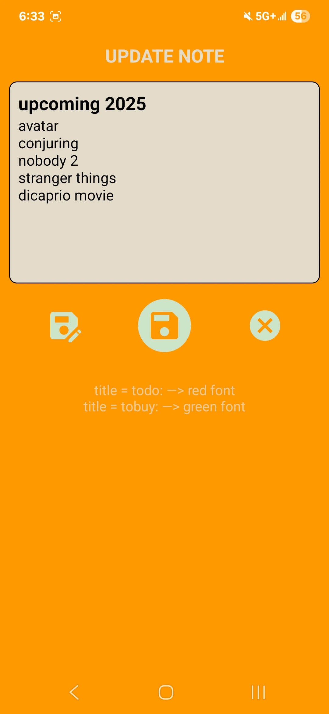Notes screenshot